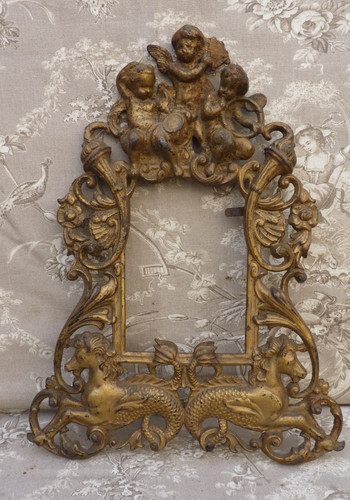 Ancien cadre metal - ancien, dore