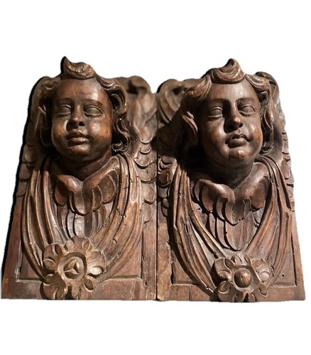 Paire ancien bas relief - ,