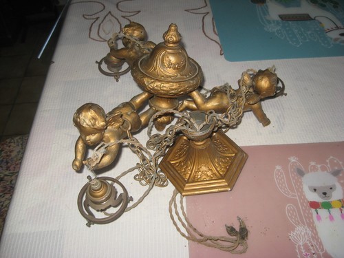 Ancien lustre putti - 3,