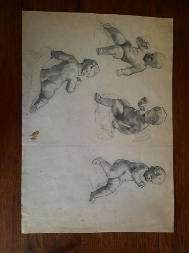 Dessin ancien portrait putti - dessin,