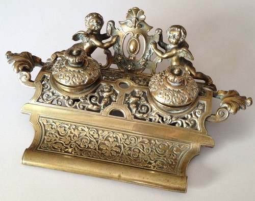 Ancien encrier bronze décor - ancien,