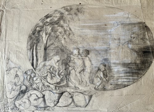 Dessin ancien xixe - xixe, esquisse